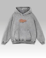 Bluza oversize z kapturem <br>Haft Hope, retro <br>Efekt sprania